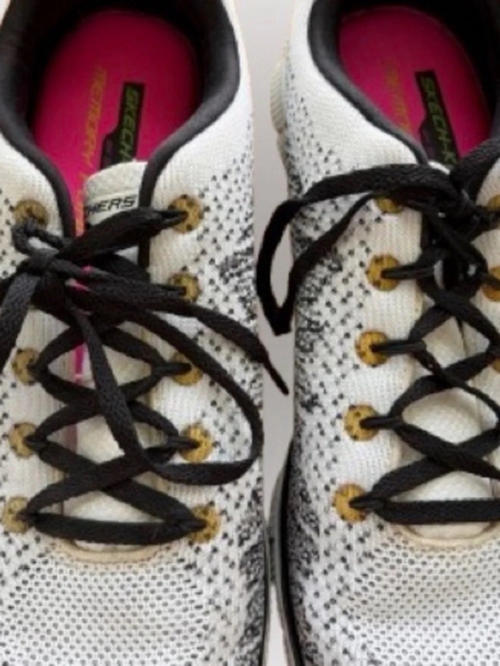 SKECHERS Knit Athletic Sneakers Memory Foam Walking Shoes 11877W Black White 10 - Picture 11 of 16